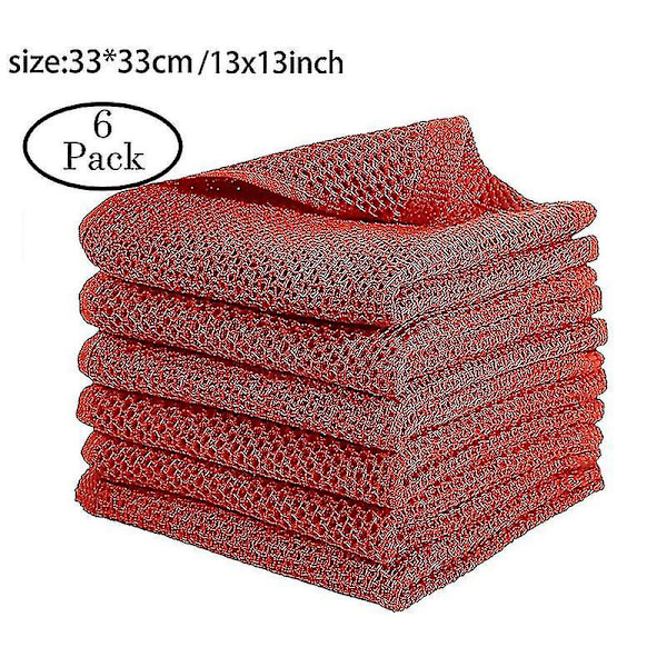 6-pack 100% Bomulls Waffle-vävda Kökshanddukar, Ultra Mjuka Absorberande Snabbtorkande Diskhanddukar 1-yuhao