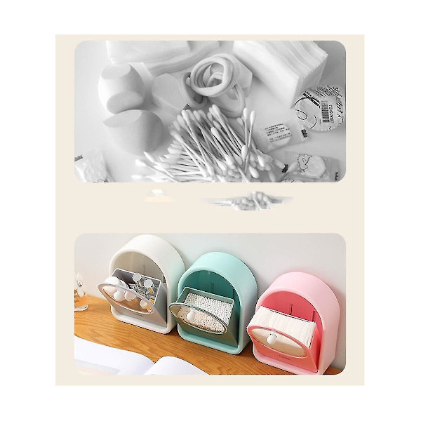 Bomuldsrondel Opbevaring Badeværelse Organizer Plastik Bomulds Pinde Tampon Kosmetik Beholder, Hvid