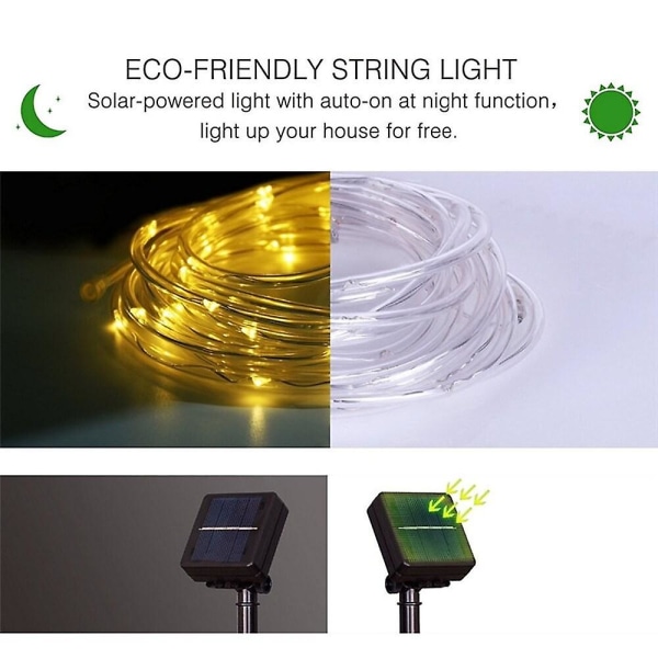 Utendørs Solar String Light 2stk 12M 100LEDs Rope Tube