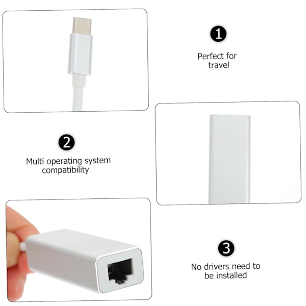 c Ethernet Adapter Gigabit Ethernet Nettverksadapter Kompakt Størrelse Stabil Tilkobling for Gaming