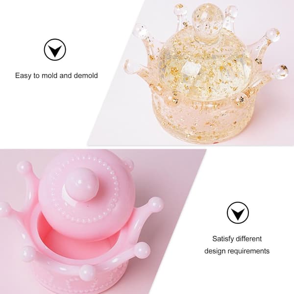 DIY Kroneformet Silikoneform til Smykkeopbevaringsboks 60 mm Hul Epoxyharpiksbeholderform