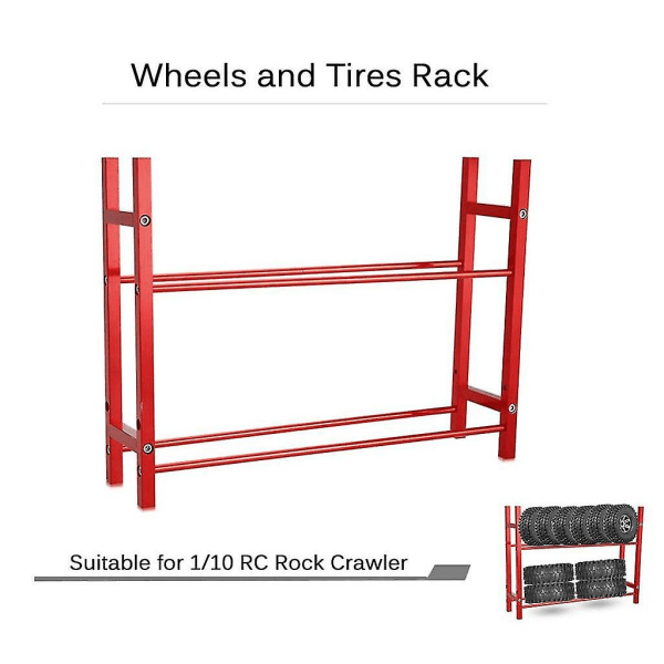 Röd Däckställningshållare för Garage Organiserare för 1/10 Skal RC Bil Crawler Däck