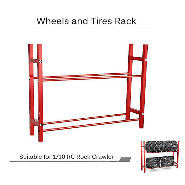 Rød Dekk Stativ Lagring Hjulholder Garasje Organizer For 1/10 Skala RC Bil Crawler Dekk