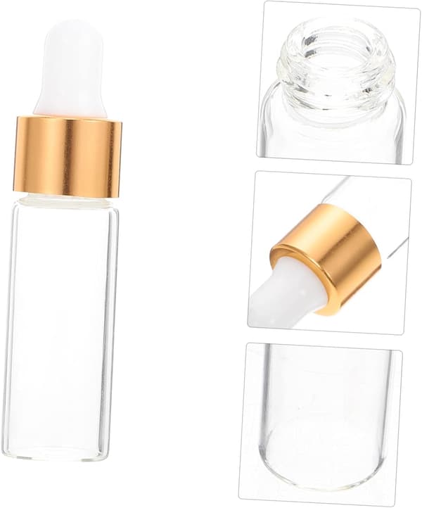 50 st 5 ml mini eteriska oljeflaskor flytande förpackningar för resetillbehör guldaccent