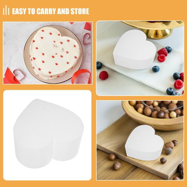 2 stk hjerteformet skumkake-dummy Valentinsdag kake-topper hvitt polystyrenmateriale