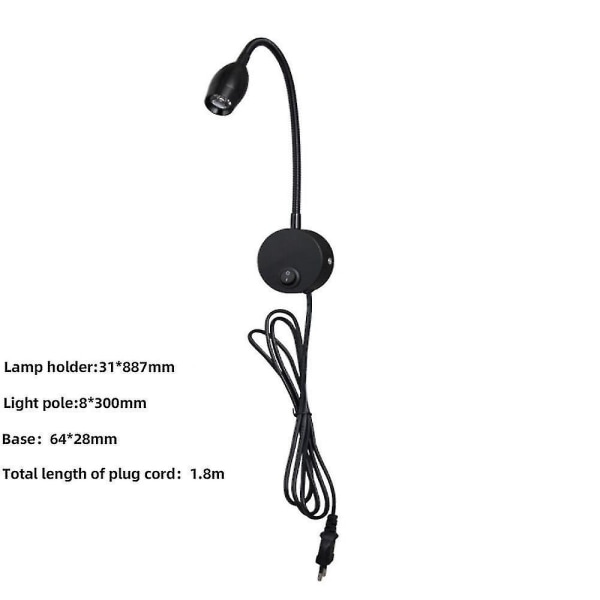 3W LED-spotlight med flexibel slang - Studie- och sänglampa med varmt ljus