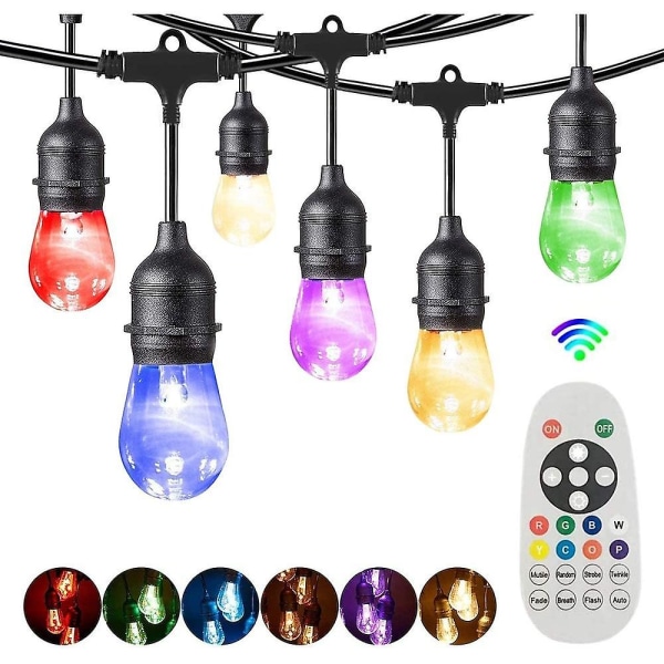 Globe String Lights 15m 15leds Udendørs RGB Farveskiftende 0.5w