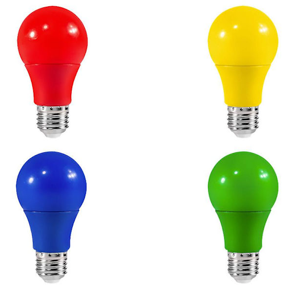 Sæt med 8 Farvede LED Pærer, LED E27 9 W, Plastik, Til Julepynt