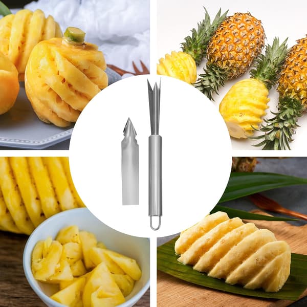 Ananas skreller og kutter sett solide kjøkkenredskaper 6 stk rustfritt stål