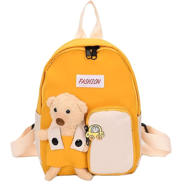 Barneryggsekk Kawaii-ryggsekker med merke og plysjbjørn Søt skoleveske til småbarn