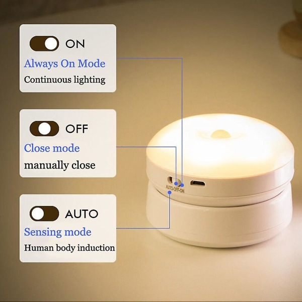 Sensor nattlys 6led PIR bevegelsesstyrt skap/garderobe/vegglys