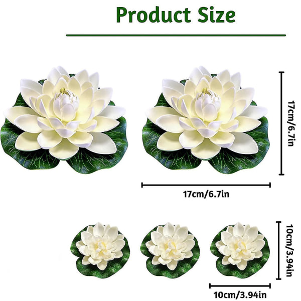 5 kpl Keinotekoisia kelluvia vaahtomuovia Lotus Flowers Lily Pads