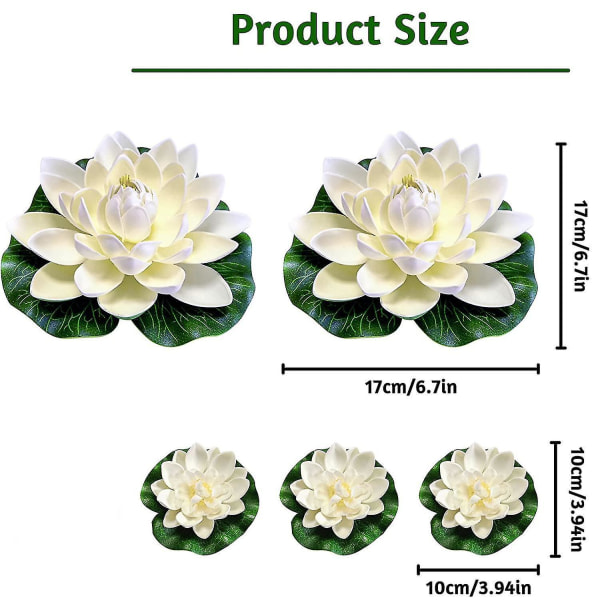 5 stk. Kunstige Flydende Skum Lotusblomster Liljepuder
