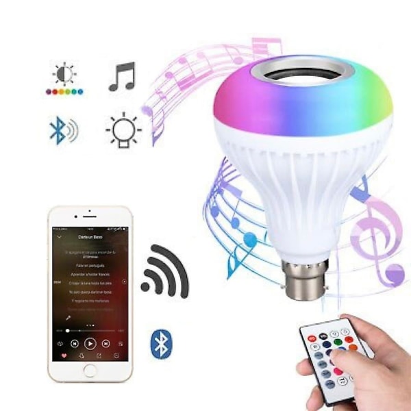 Bluetooth Light Bulb Højttaler 12w Smart LED E27 E26 B22