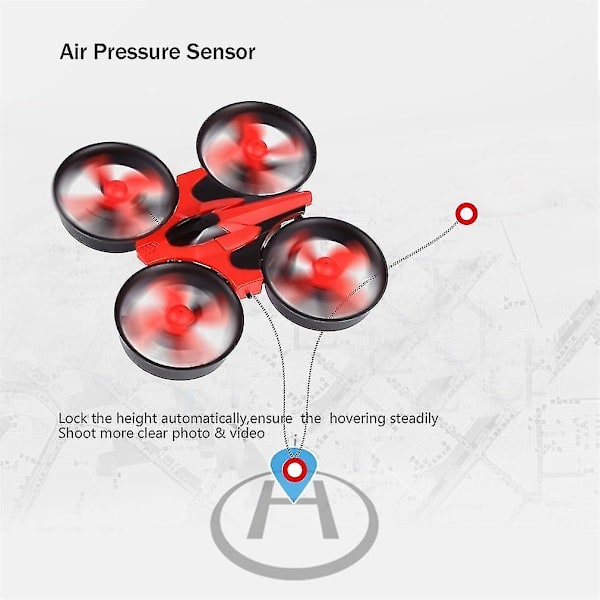 Rød Mini UFO Quadcopter Drone med LED-lys