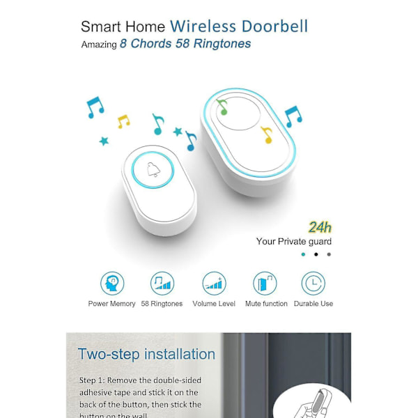 Wifi Dørklokke Alarm System Trådløs Strobe Tuyasmart App