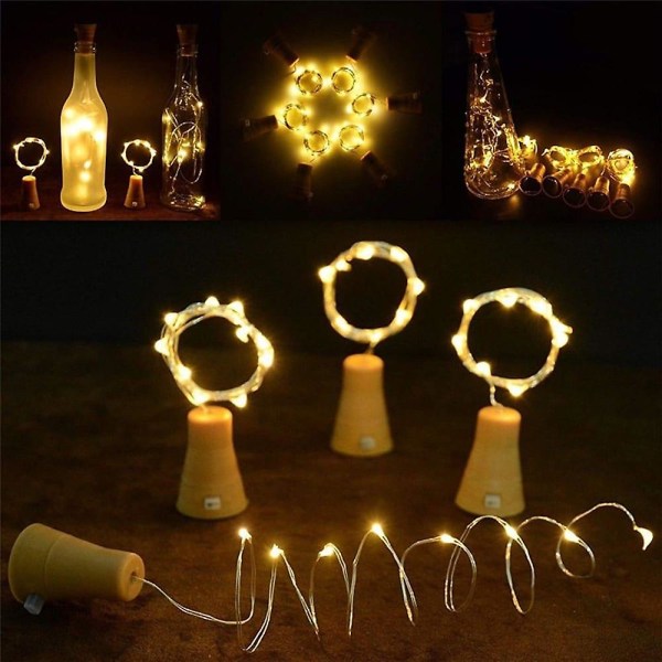 Solar Bottle Stopper Cork String Lights Wine Copper 2m 20leds