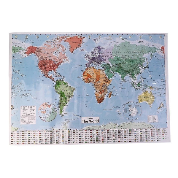 Flerfärgad Stor världskarta 97,5 X 67,5 cm Väggdekoration