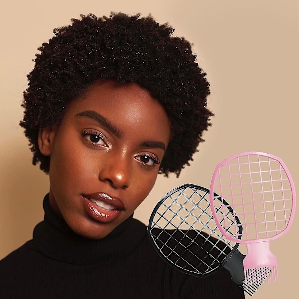 2 styck Twistkammar, Afro Lockigt Vävt Dreadlocks Naturlig Stil Hårrulleverktyg (svart, rosa)