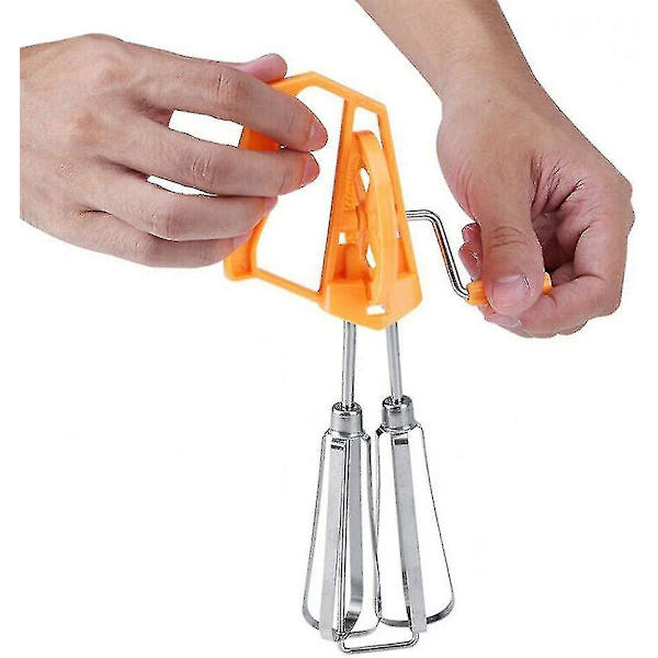 Rostfritt Stål Manuell Rotationsäggvisp - Handmixer - Mjölkmixer - Köksredskap (orange)