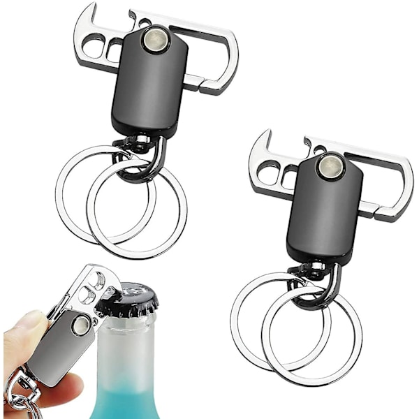 2 stk Personlige Nøkkelringer i Metall for Menn, Fingertuppflaskeåpner / Spinner