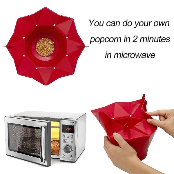 Gjør det selv Popcorn Popper Maker Silikon Mikrobølgebøtte