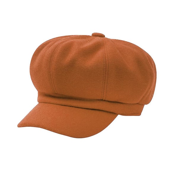 1 stk Ull Oktagonal Høst Vinter Stilig Varmt Toppet Beret For Kvinner Jenter (beige)