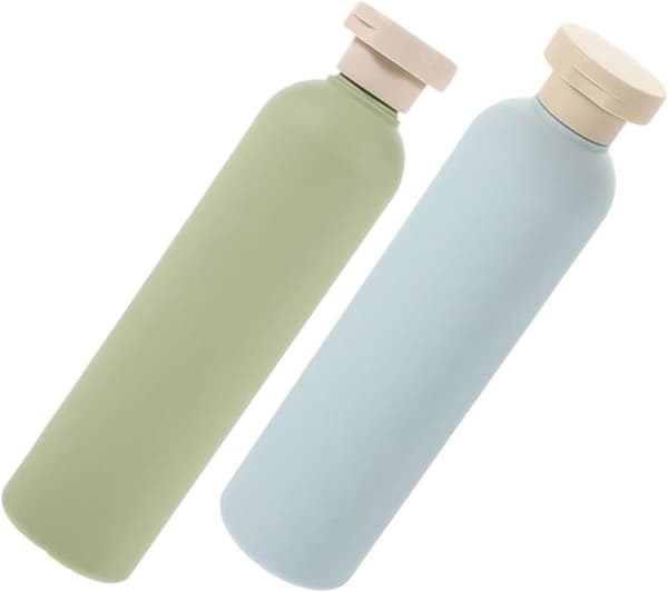 2 st påfyllningsbara plastflaskor för balsam och schampo 260 ml läckagesäker pumpdispenser