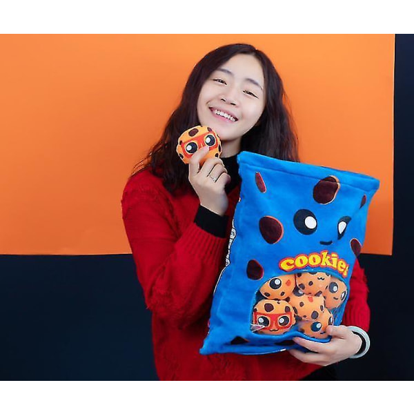 Sød Pude Fyldt Med Cookies Aftagelig Blød Kreativ Gave Til Piger | Plys Puder (Blå)