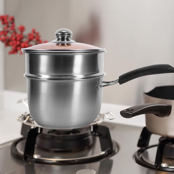 Damper Damppotte Sæt Rustfrit Stål Nonstick Overflade Ergonomisk Håndtag