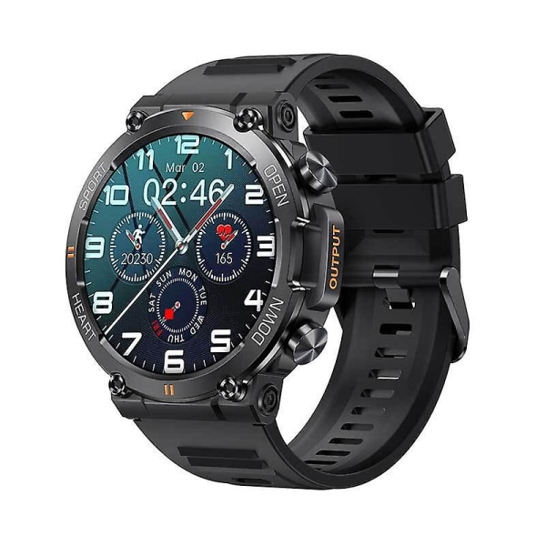 Trefaldig vattentät Smartwatch med samtal, musik, väder, 1,39 tum, pulsmätare, blodtryck, blodsyre Gray
