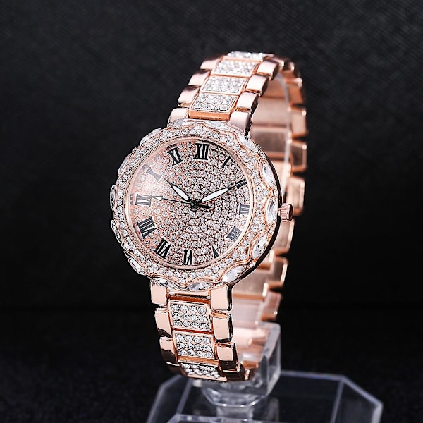 Klokker for kvinner - Motetrend Stjerneklokker for kvinner Diamant Mote Forretnings Kvartsklokke Rose gold