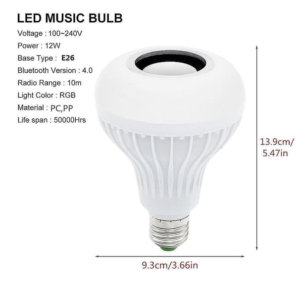 Bluetooth-valolamppukaiutin 12w Älykäs LED E27 E26 B22