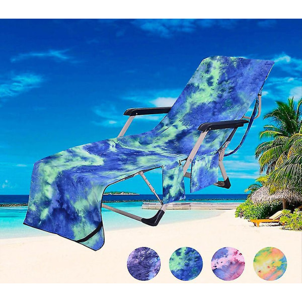 Tie Dye Beach Towel Recliner Cover Hvilebetræk med sideopbevaringslomme (gul)