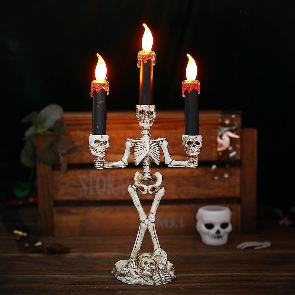 Led Lights Horror Skull Candle Lamp Halloween Party Light