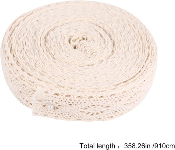 Bomullsblondebånd for sying og sofaputedekorasjon, 10 yards rull