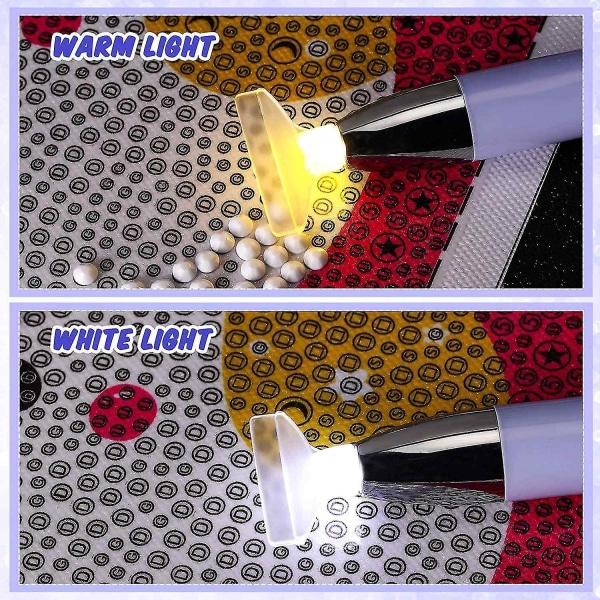 2 stk Diamantmaling LED-penn med 2 lysmoduser