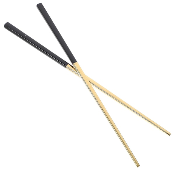 Et par 23 cm rustfrie stål spisepinner, ultralette firkantede anti-skli spisepinner (hvit og gull)
