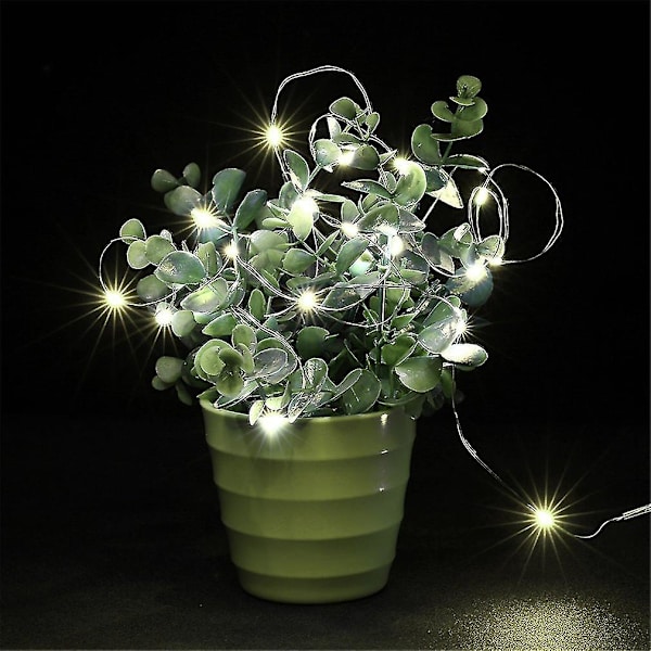 10m 100LED 3AA Batteri Silver Wire String Light Fjärrkontroll