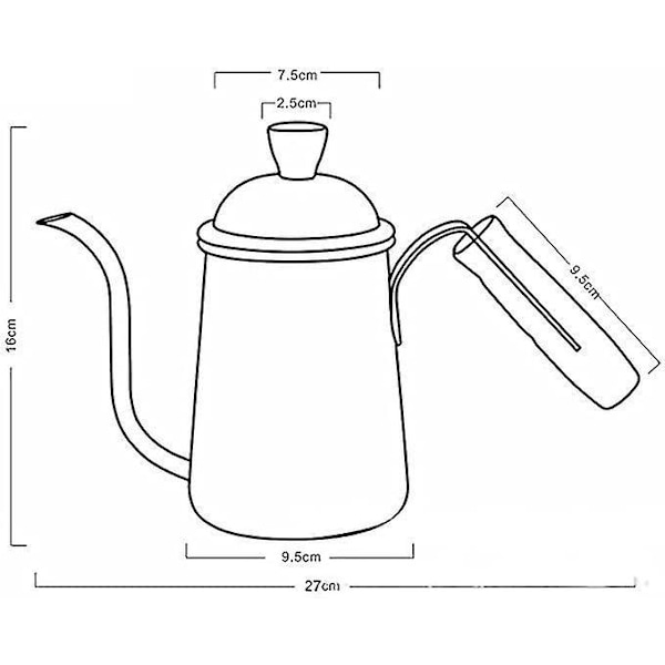 650 ml Kaffekanna i Rostfritt Stål med Trähandtag och Smal Pip