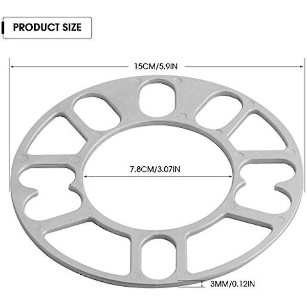 4 stk. 3 mm Alufælgsskiver Alufælgsskiver Skimplader Universal