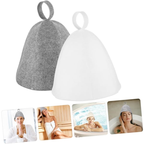 2 stk. Tykke Filt Sauna Hatter for Menn og Kvinner Gjenbrukbare Vannabsorberende Saunahetter
