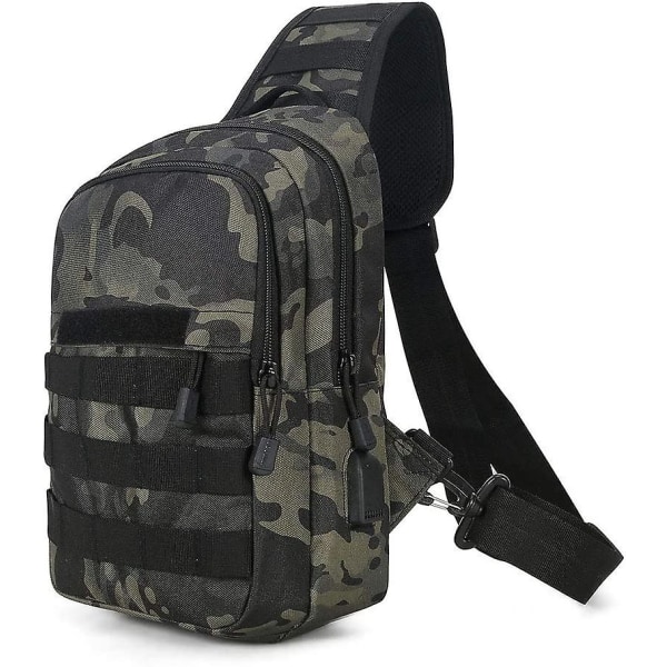 Taktisk bröstväska med vattenflaskhållare, USB anslutning Militär axelryggsäck