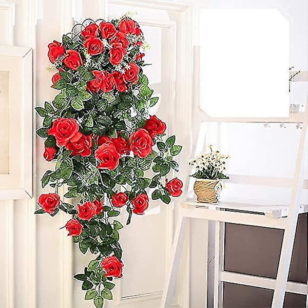 2 stk. Rose Vine Kunstige Rose Blomster Vines 10 Hoveder
