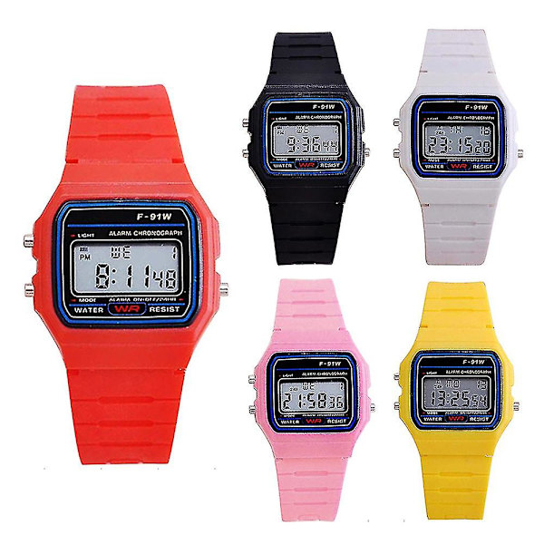 Luksuskello F-91W Unisex Klassikko Digitaalinen Retro Vintage Urheilu LED Vedenkestävä black