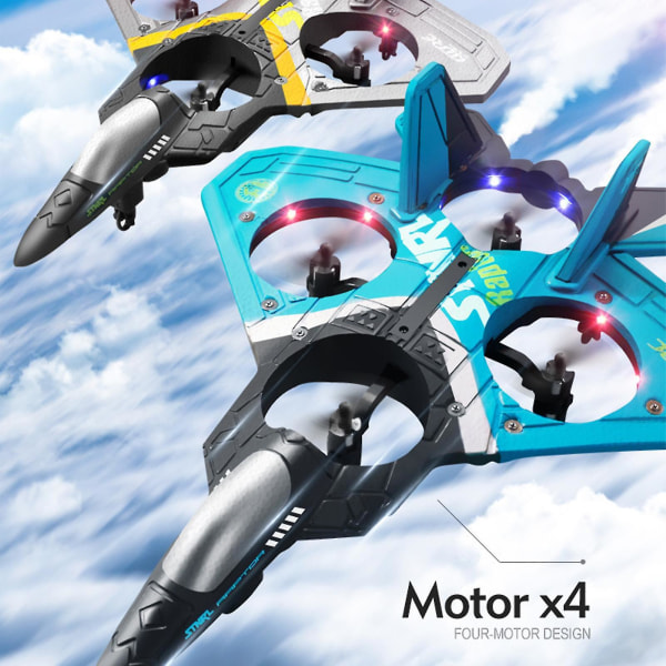 RC Jet Fighter Stunt Flygplan Leksak Anti-fall Smart Elektrisk RC Flygplan Med LED Utomhusleksaker För Barn Elektrisk RC Silver Color