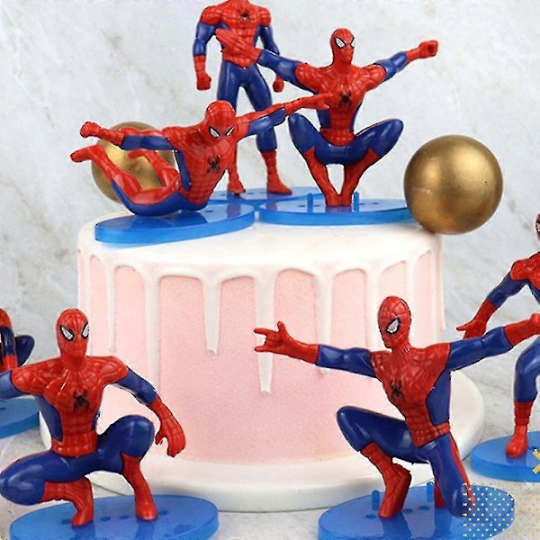 7 stk. Spiderman Superhelt Actionfigur Sæt Bordpynt Spider-man Tema Fødselsdagsfest Dekoration Tilbehør Kage Toppers Minifigurer