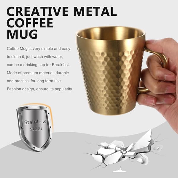 300 ml kaffemugg tekopp rostfritt stål kreativ modedesign platt bas droppmotstånd multifunktionskopp