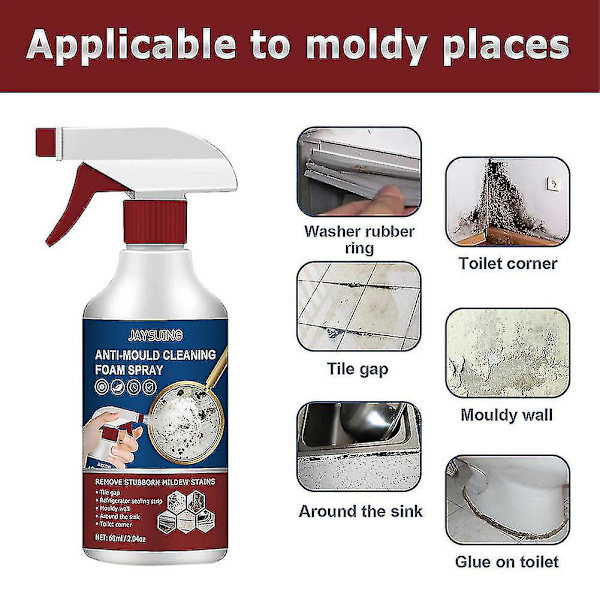 2x Anti-mögelspray, Mögelrengöring Anti-mögel Rengöringsfoam, Kraftfull Multi-purpose Foamrengörare, Tar Bort Fläckar Foam Badrum