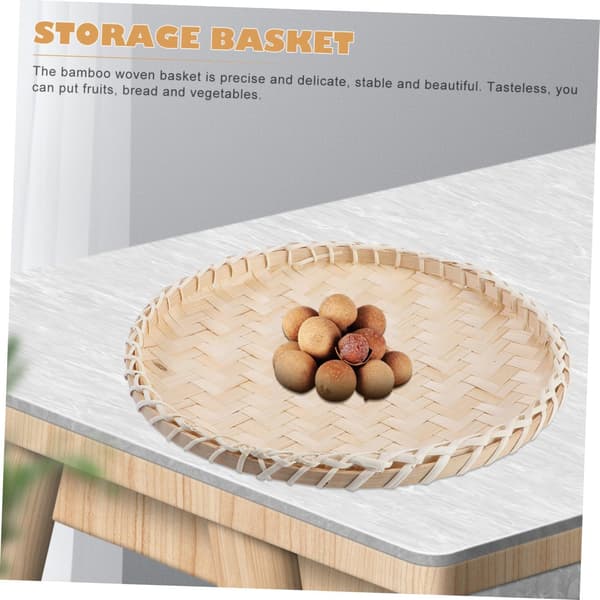Handgjord sopskyffel vävd korg bambu förvaringsbehållare rustik elegant charm khaki matförvaring